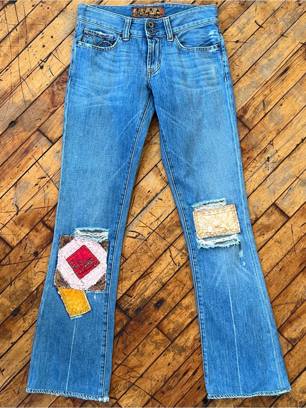 PUKA Y2K Patchwork Artisan Jeans Rare Reconstructed Denim 27